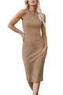 Vestido PRETTYGARDEN Verano 2025 Sin Mangas Tank Top Caqui Talla L