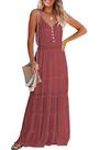 Vestido PRETTYGARDEN Vermelho Tijolo Maxi de Verão com Alças Finas XXL Vestido PRETTYGARDEN Vermelho Tijolo Maxi de Verão com Alças Finas XXL