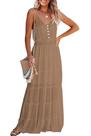 Vestido PRETTYGARDEN XL Maxi de Verão Sem Mangas Cor Damasco Escuro
