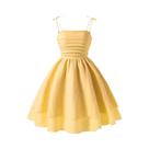 Vestido Princesa Rosa Em Camadas Com Alças Para Crianças, Estilo Doce, Vestido Casual Para Meninas