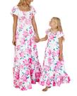 Vestido Qin.Orianna Mommy and Me Summer Floral Beach Maxi Pink