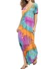 Vestido que combina com decote em V, casual, solto, manga curta, maxi com bolso