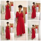 Vestido que da para criar varios looks de varias formas tecido malha fria na cor vermelho
