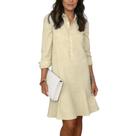 Vestido QXE Camisa feminina de algodão e linho com botões branca 2026 Vestido QXE Camisa feminina de algodão e linho com botões branca 2026