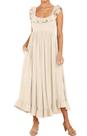 Vestido R.Vivimos Summer sem mangas, boho, babado, sem encosto, bege Vestido R.Vivimos Summer sem mangas, boho, babado, sem encosto, bege