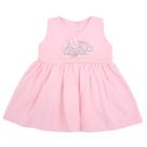 Vestido Regata Bebê Rosa Bordado Elefantinha de Malha 100% Algodão 01Peça