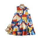 Vestido Regata Estampado De Desenho Animado Moderno Para Meninas De 3 a 14 Anos - Vestido De Verão