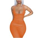 Vestido regata sexy feminino com decote em V profundo sem mangas com nervuras vestido de clube de festa