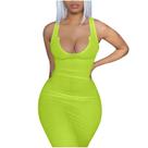 Vestido regata sexy feminino com decote em V profundo sem mangas com nervuras vestido de clube de festa