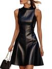 Vestido regata utcoco PU de material sintético sem mangas para mulheres