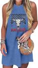 Vestido regata Wudlads American Flag 4 de julho feminino azul-3
