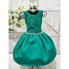 Vestido Renda Menina Infantil Perola Verde Escuro