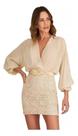 Vestido Renda Saia Manga Longa Crepe Deep