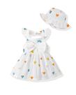 Vestido Renotemy Boho Vestido de verão com estampa de coração e chapéu 3-6M