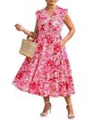 Vestido RITERA Plus Size Curvy Feminino 2X Verão Rosa Choque Floral Vestido RITERA Plus Size Curvy Feminino 2X Verão Rosa Choque Floral
