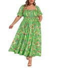 Vestido RITERA Plus Size Verde Tropical Havaiano Maxi 5XL 28W Vestido RITERA Plus Size Verde Tropical Havaiano Maxi 5XL 28W