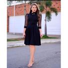 Vestido Rodado Manga 3/4 Moda Evangelica Casual Gode + Cinto Vestido Rodado Manga 3/4 Moda Evangelica Casual Gode + Cinto