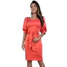 Vestido romantico com elastano bolsos laterais fascinius