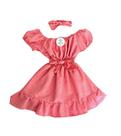 Vestido Rosa com Laço em Paetês + Faixa Cabelo Tam.1