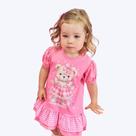 Vestido Rosa Ursinho Bebê Menina Mundo Cinti 10401