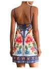 Vestido Roseseek Boho Tropical sem encosto, azul e vermelho para mulheres