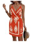 Vestido RoseSeek com estampa tropical, cami, decote em V, envoltório sem mangas