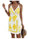 Vestido RoseSeek com estampa tropical com decote em V, sem mangas, para mulheres