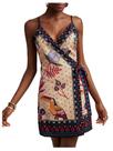 Vestido RoseSeek com estampa tropical com decote em V sem mangas para mulheres