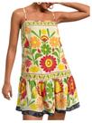 Vestido RoseSeek Floral Boho Flowy Mini Cami Ruffle Bainha Feminina
