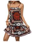 Vestido RoseSeek Floral Boho Flowy Mini Cami Ruffle Bainha Feminina Vestido RoseSeek Floral Boho Flowy Mini Cami Ruffle Bainha Feminina