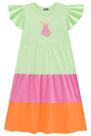 Vestido Roupa Infantil Feminino Midi Kukie Colorido Menina Manga Curta Leve Moda Verão