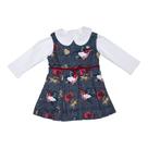 Vestido Salopete Infantil Menina Beija Flor Meia Estação Inverno Verão Conjunto