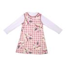 Vestido Salopete Infantil Menina Rosas Manga longa Meia Estação Inverno Verão