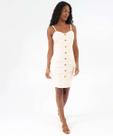 Vestido Sarja Curto Feminino Alças Finas Marisa Off Wh-18030