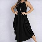 Vestido saruel alcinha barra arredondado