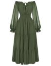 Vestido Scarlet Darkness Off Shoulder Smoked Waist Olive