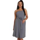Vestido sem alça Feminino Linho com Faixa na Cintura Curto Midi Elegante Casual Chic Sem Mang