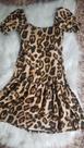 Vestido sexy de manga feminino curto detalhes de onça