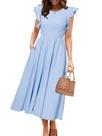 Vestido simples listrado midi de verão para mulheres azul Vestido simples listrado midi de verão para mulheres azul