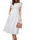 Vestido simples listrado Midi Summer A Line Wedding White Vestido simples listrado Midi Summer A Line Wedding White