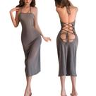 Vestido SINROYEE Deep com decote em V, frente única, sem encosto, mini cinza