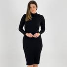 Vestido Six One Midi Manga longa Gola Alta Feminino
