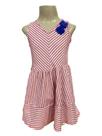 Vestido Social Infantil Rodado Listras Detalhe Flor Malha Macia e Confortável - Malwee Kids