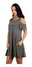 Vestido Soltinho Ombro Vazado Viscolycra Bolso Lateral 110