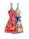 Vestido SOLY HUX com estampa tropical, decote em V, gravata borboleta feminina amarela