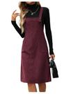 Vestido SOLY HUX de veludo cotelê com gola quadrada sem mangas e bolsos Vestido SOLY HUX de veludo cotelê com gola quadrada sem mangas e bolsos