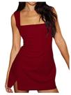 Vestido SOLY HUX, de verão, sem mangas, gola quadrada, Bodycon, cor de vinho