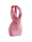 Vestido SOLY HUX Shiny Deep com decote em V Halter Bodycon Mini rosa