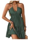 Vestido SOLY HUX Summer Halter, sem mangas, uma linha, verde