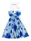 Vestido SOLY HUX Tie Dye Cami Halter Sem Encosto A Line Azul Feminino